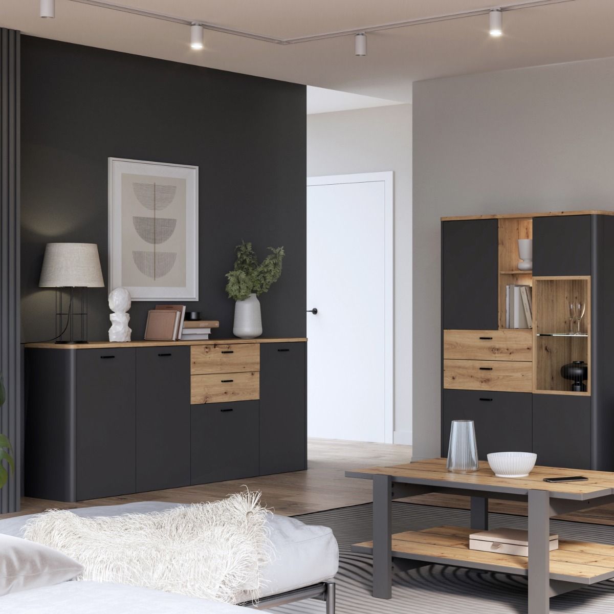 Wooden Sideboard With 4 Doors And 2 Drawers - Klara