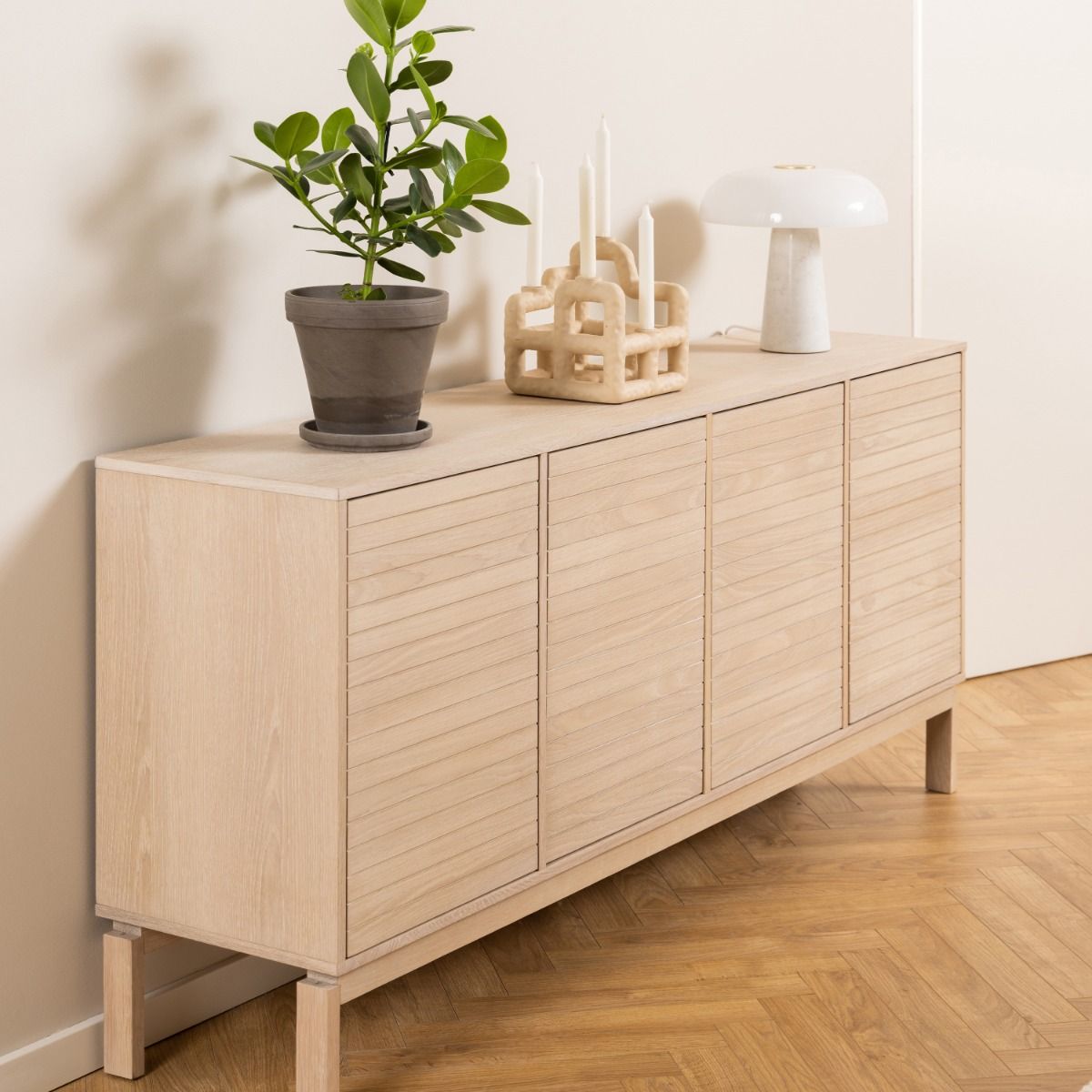 Wooden Sideboard With 4 Doors - Linley