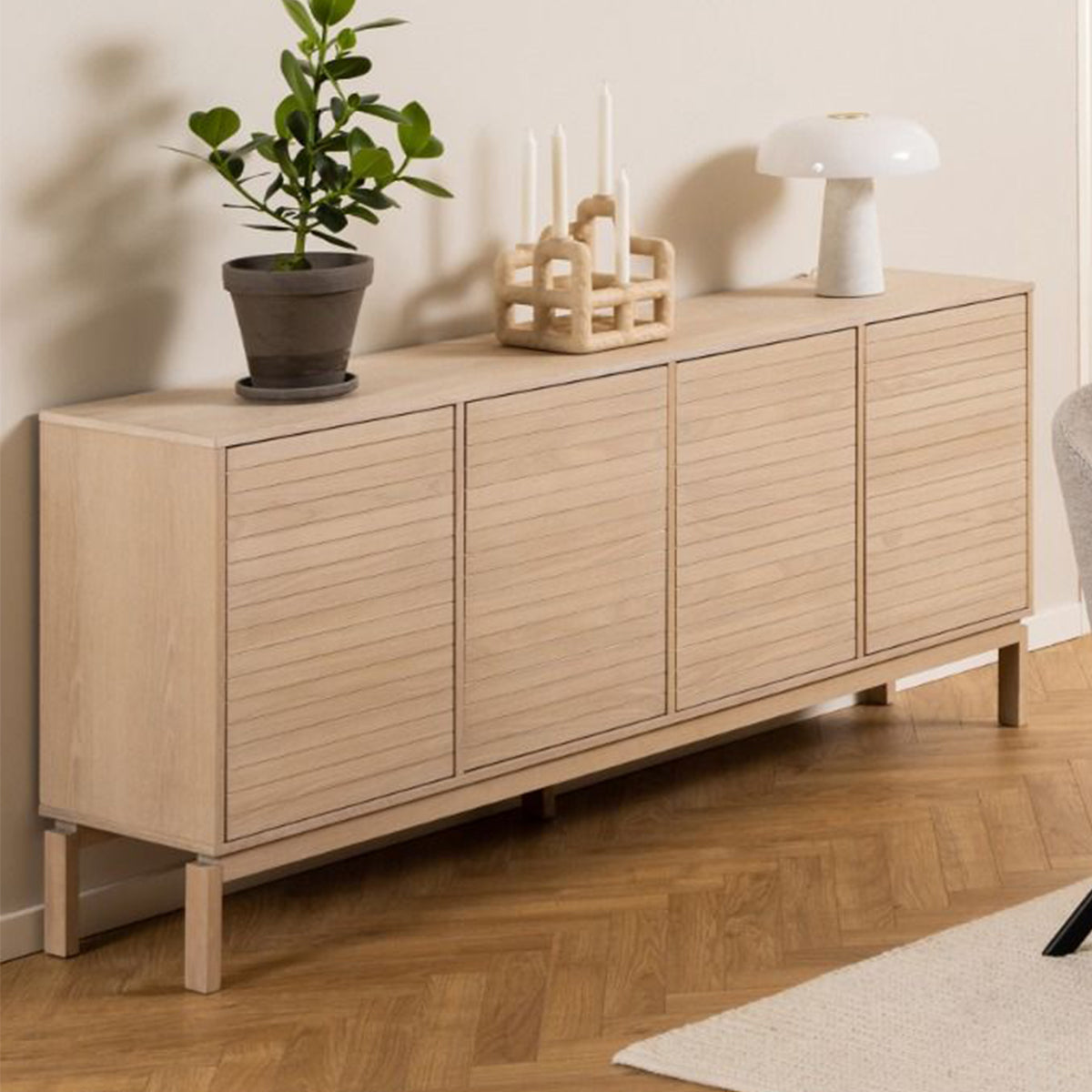 Wooden Sideboard With 4 Doors - Linley