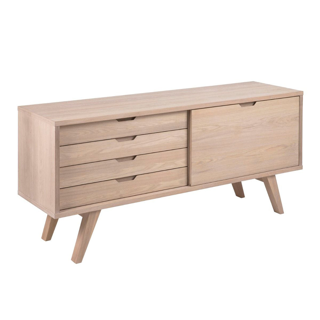 Wooden Sideboard With 4 Drawers And Sliding Door - A-Line
