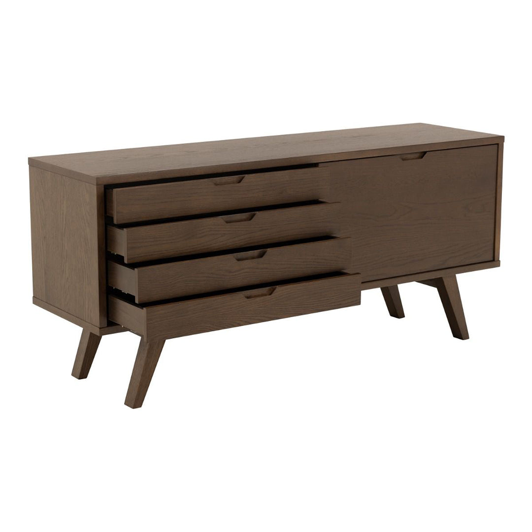 Wooden Sideboard With 4 Drawers And Sliding Door - A-Line