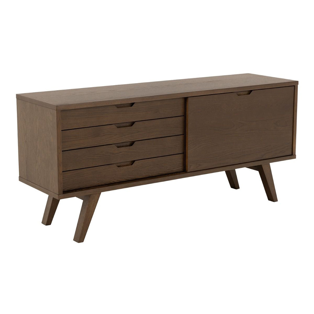 Wooden Sideboard With 4 Drawers And Sliding Door - A-Line