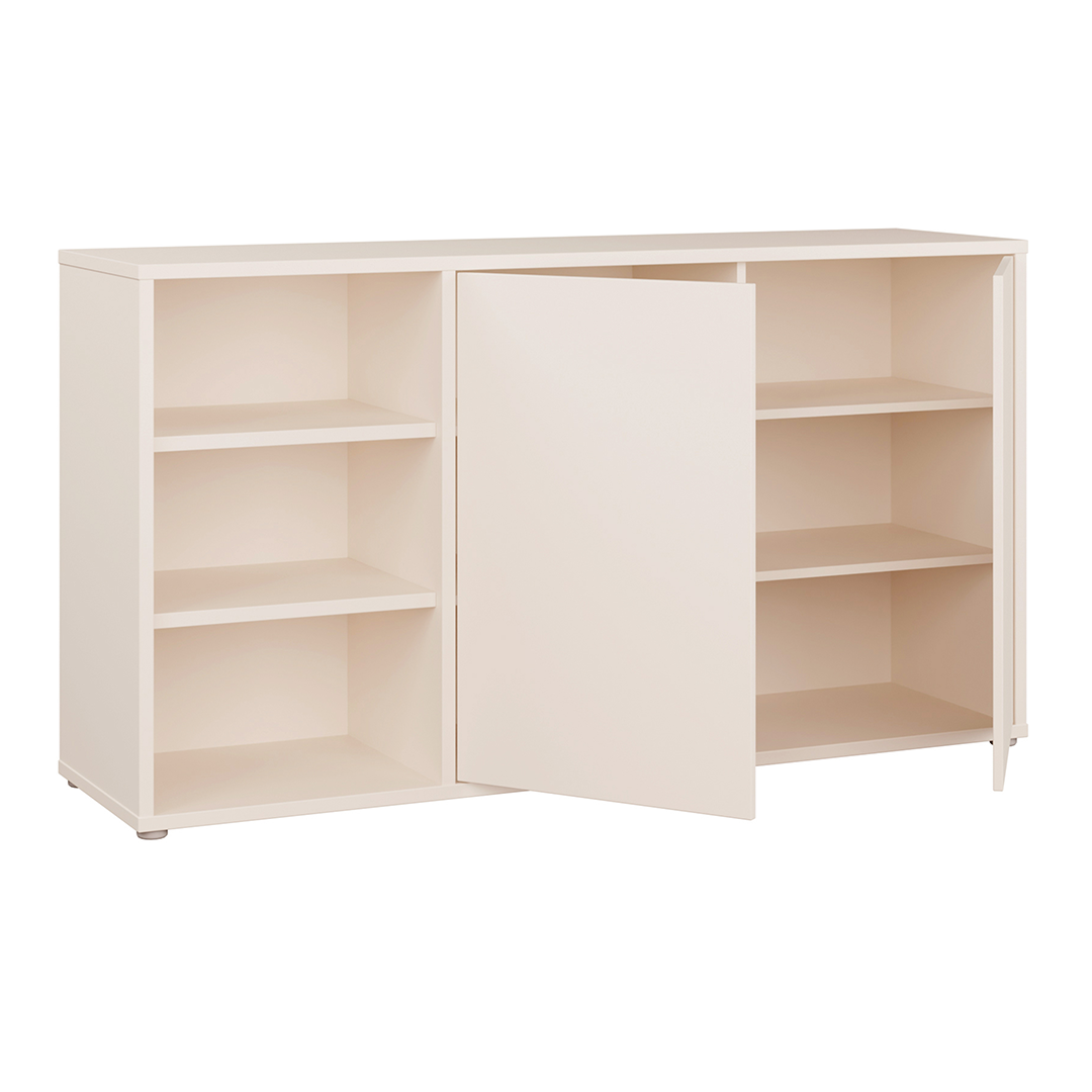 Wooden Sideboard With Open Shelving And 2 Push-to-Open Doors - Alice Springs