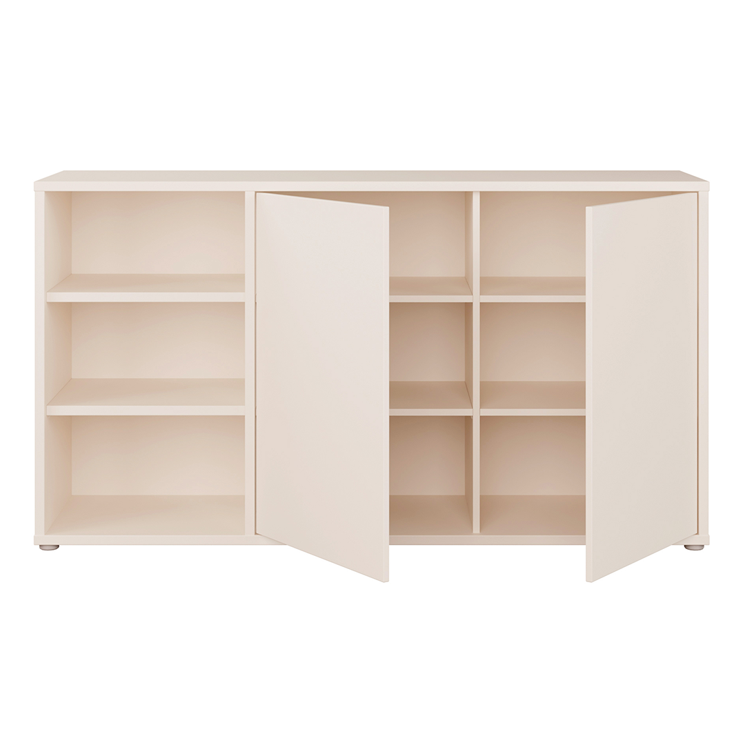 Wooden Sideboard With Open Shelving And 2 Push-to-Open Doors - Alice Springs