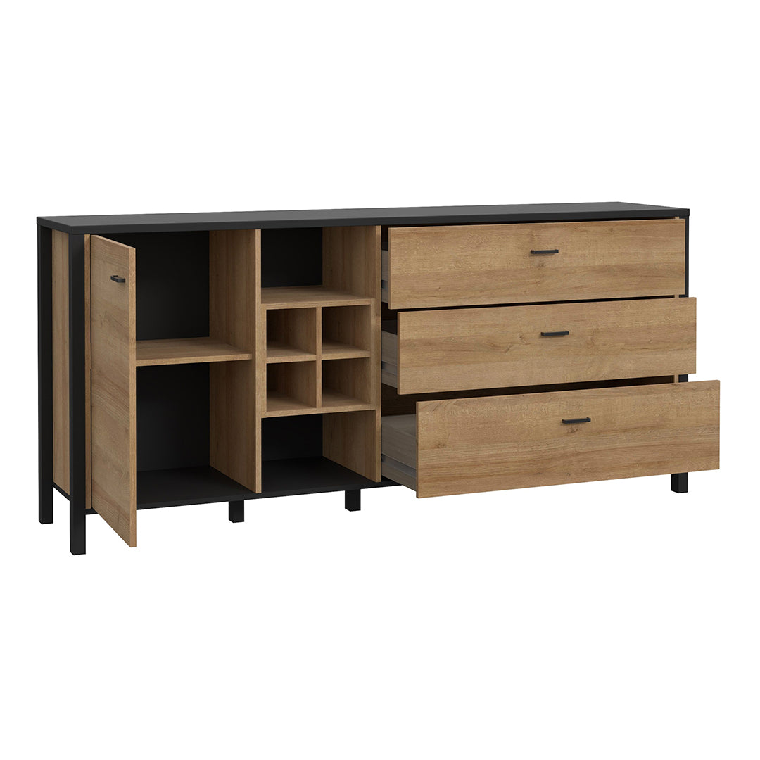 Wooden Sideboard Wide With 1 Door And 3 Drawers - High Rock