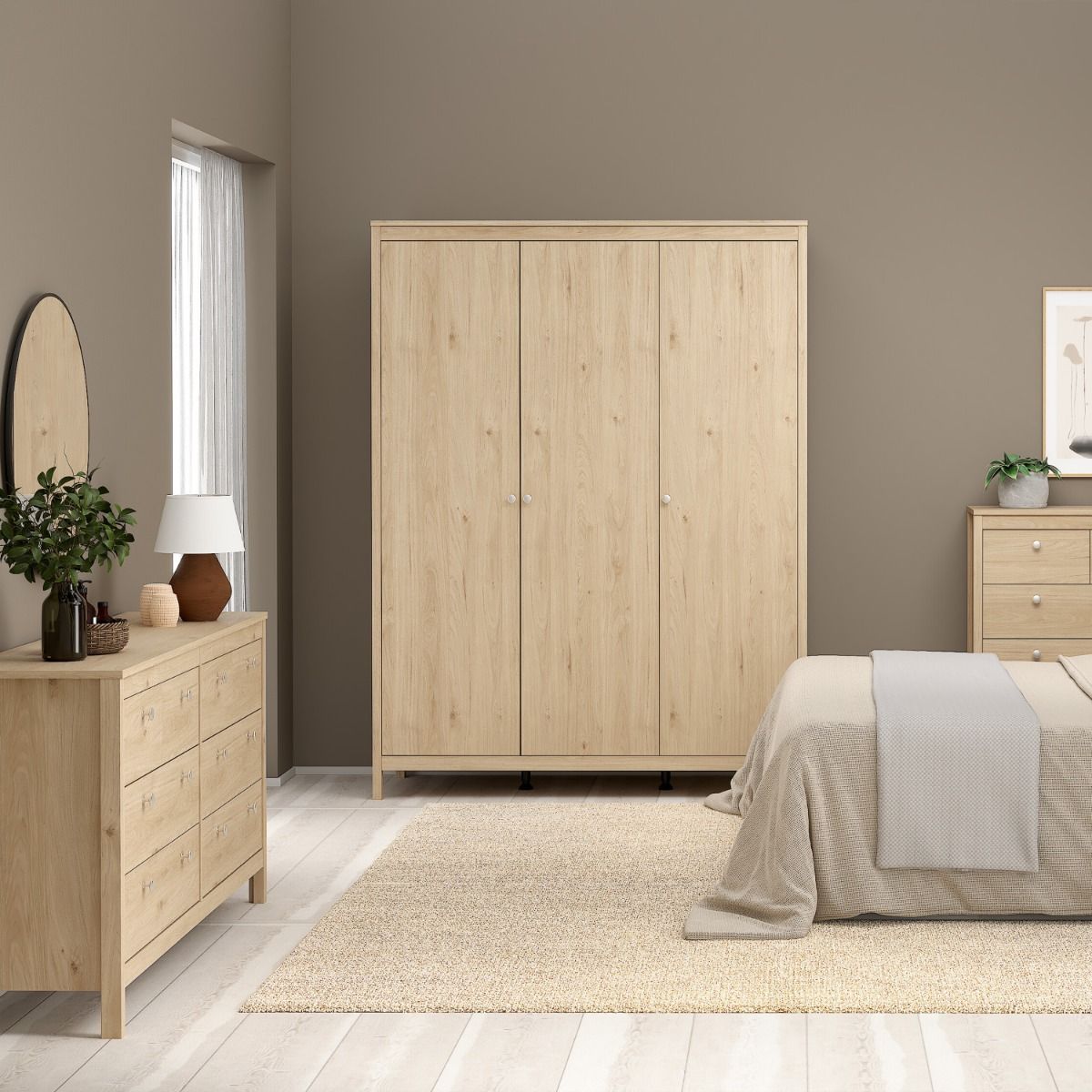 Wooden Sideboard Wide With 8 Drawers Double Dresser - Madrid