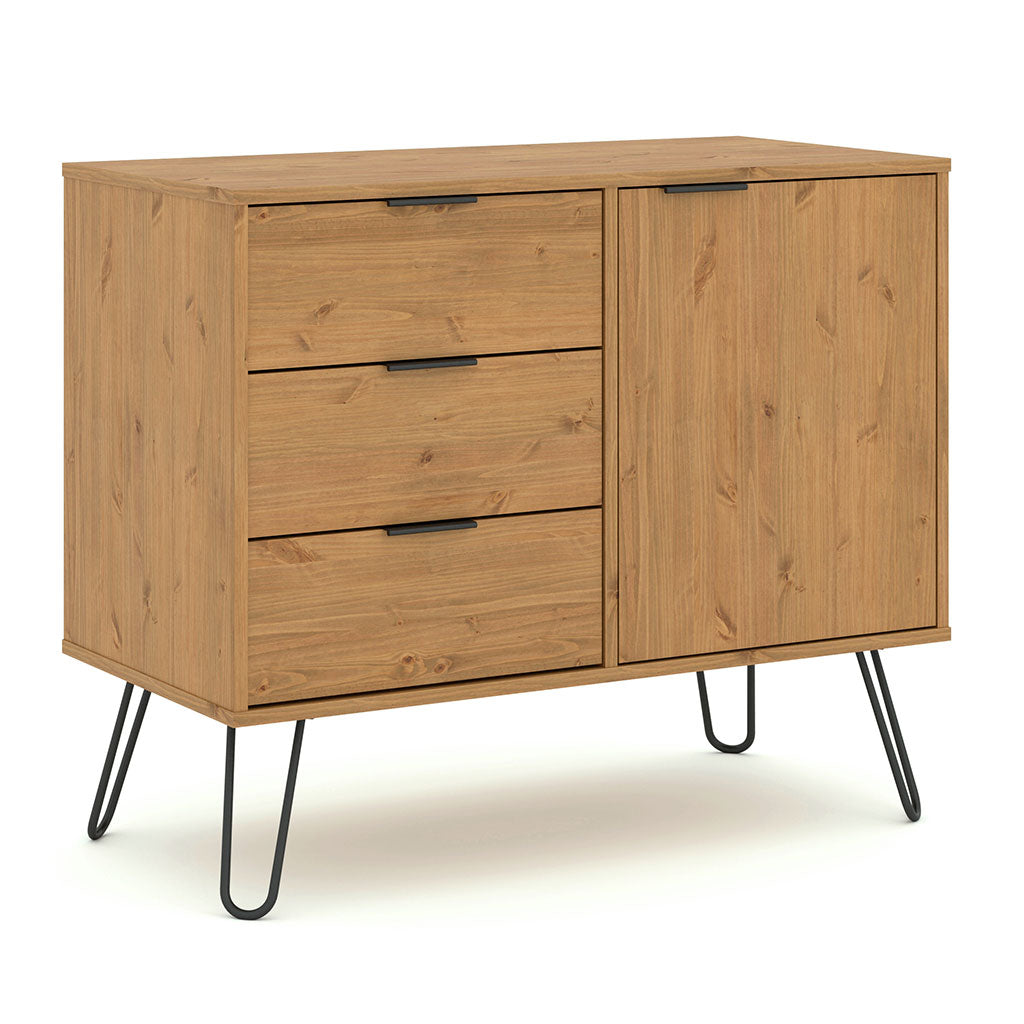 Wooden Sideboard With 1 Door And 3 Drawers - Augusta