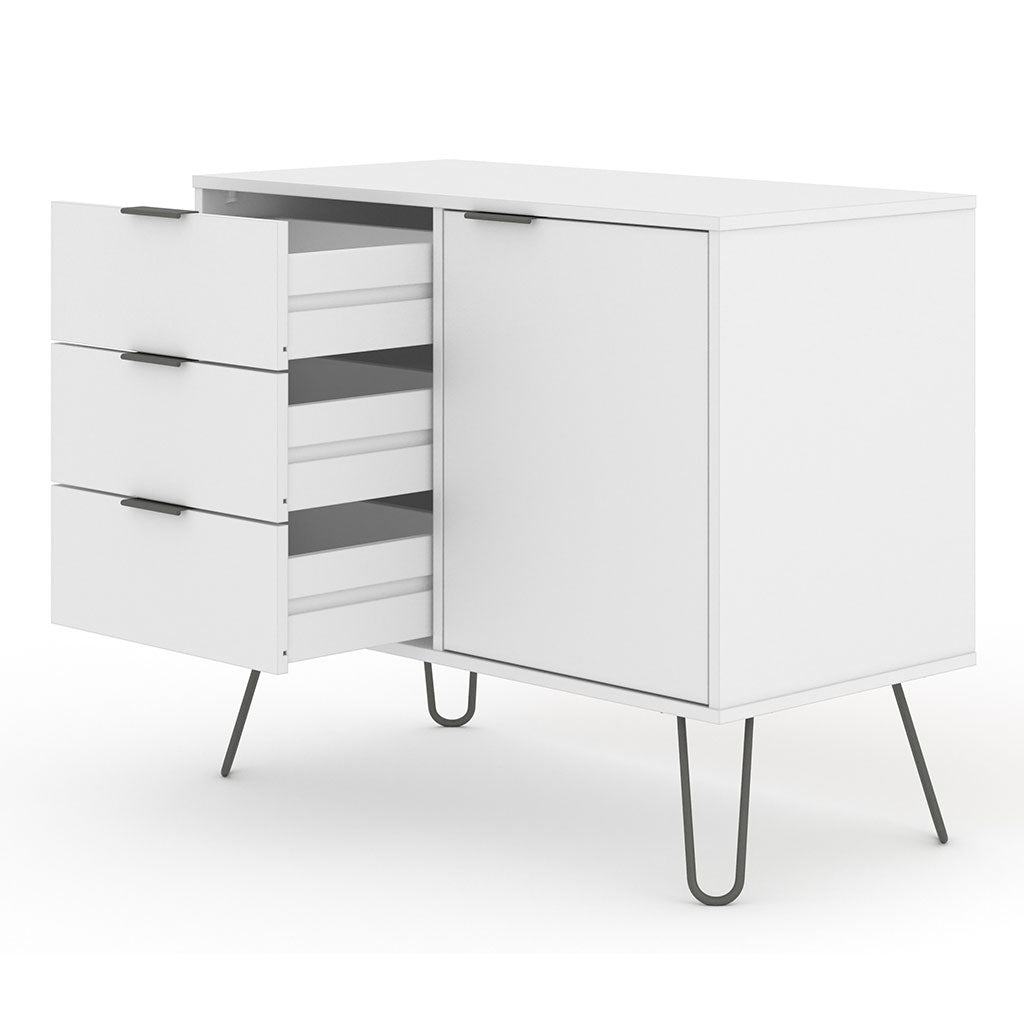 Wooden Sideboard With 1 Door And 3 Drawers - Augusta