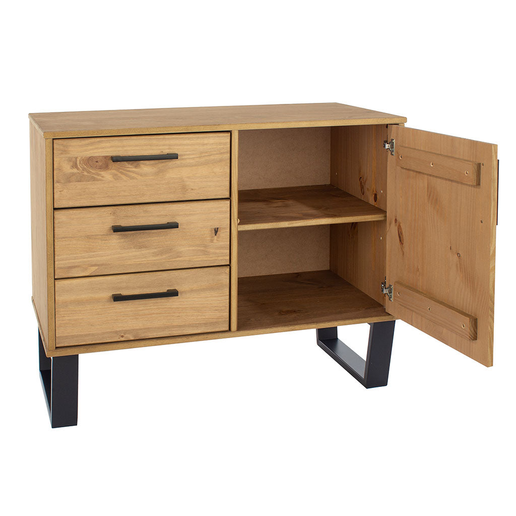 Wooden Sideboard With 1 Door And 3 Drawers - Texas