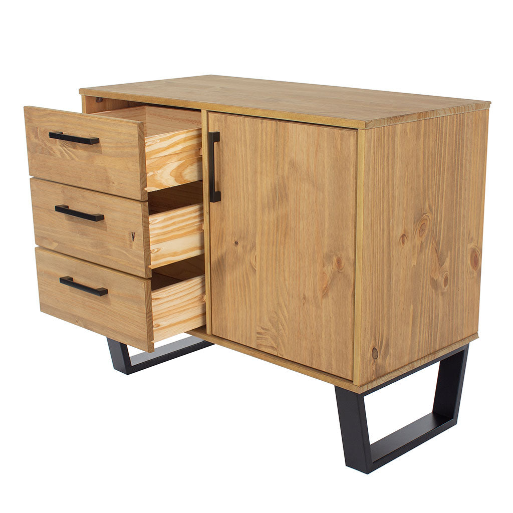 Wooden Sideboard With 1 Door And 3 Drawers - Texas