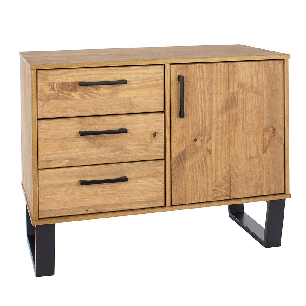 Wooden Sideboard With 1 Door And 3 Drawers - Texas