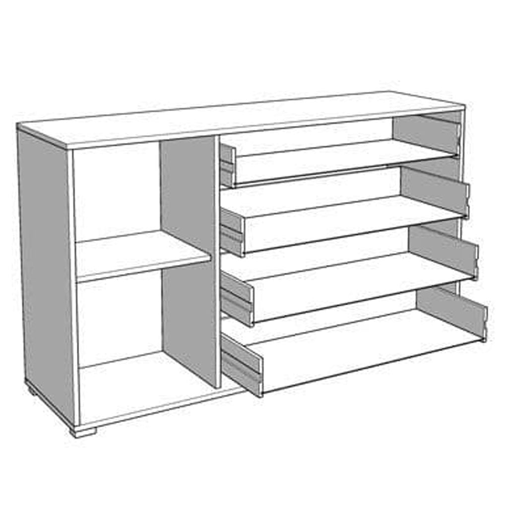 Wooden Sideboard With 1 Door And 4 Drawers - Ashland