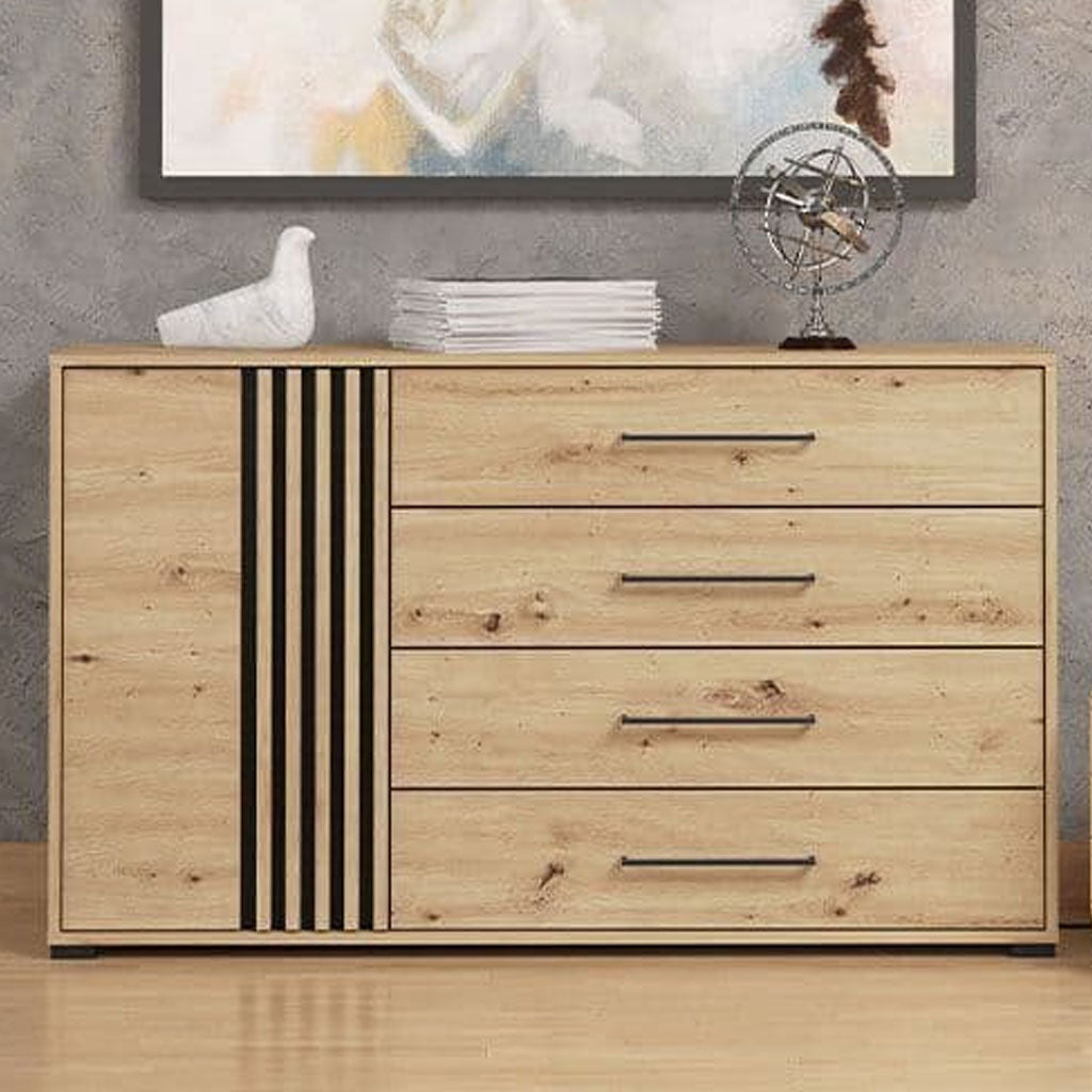 Wooden Sideboard With 1 Door And 4 Drawers - Ashland