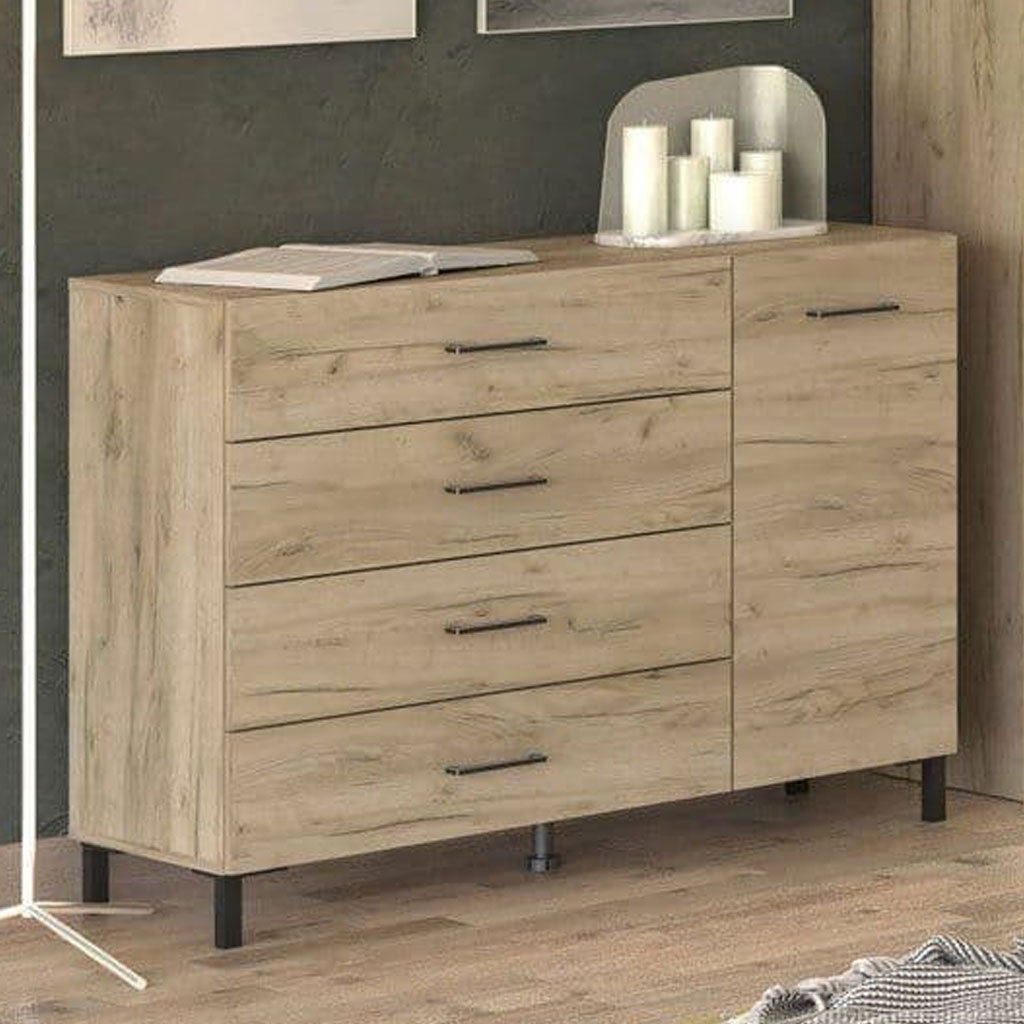 Wooden Sideboard With 1 Door And 4 Drawers - Roanoke