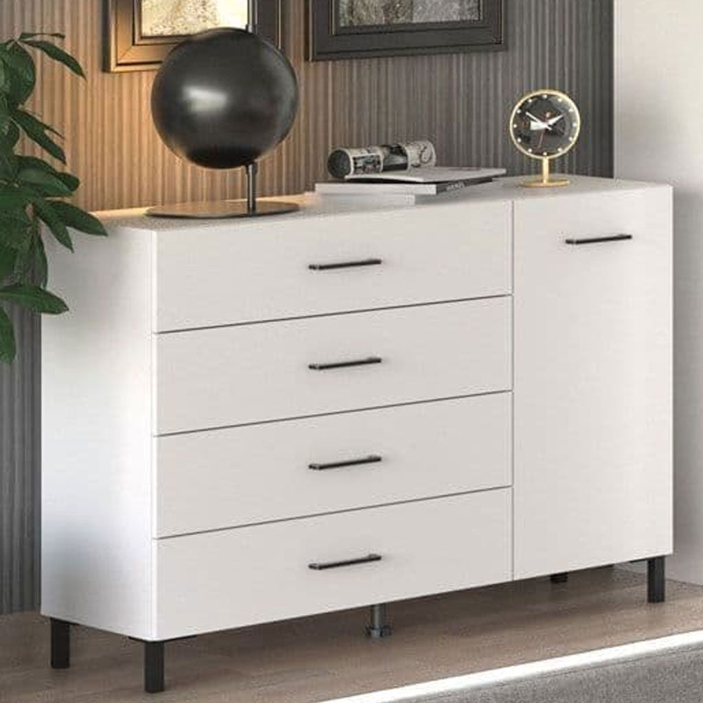 Wooden Sideboard With 1 Door And 4 Drawers - Roanoke