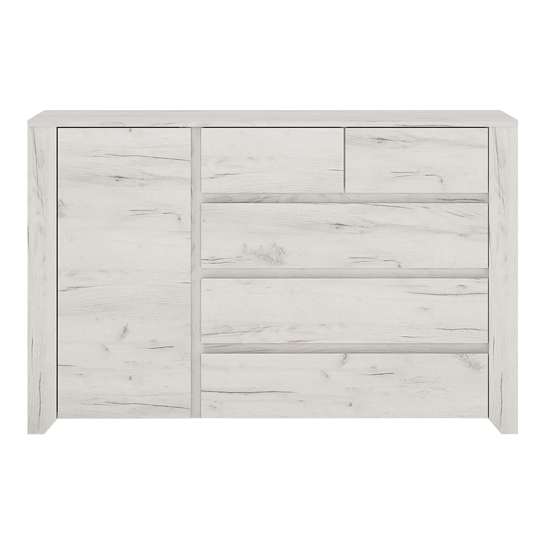 Wooden Sideboard With 1 Door And 5 Drawers - Angel