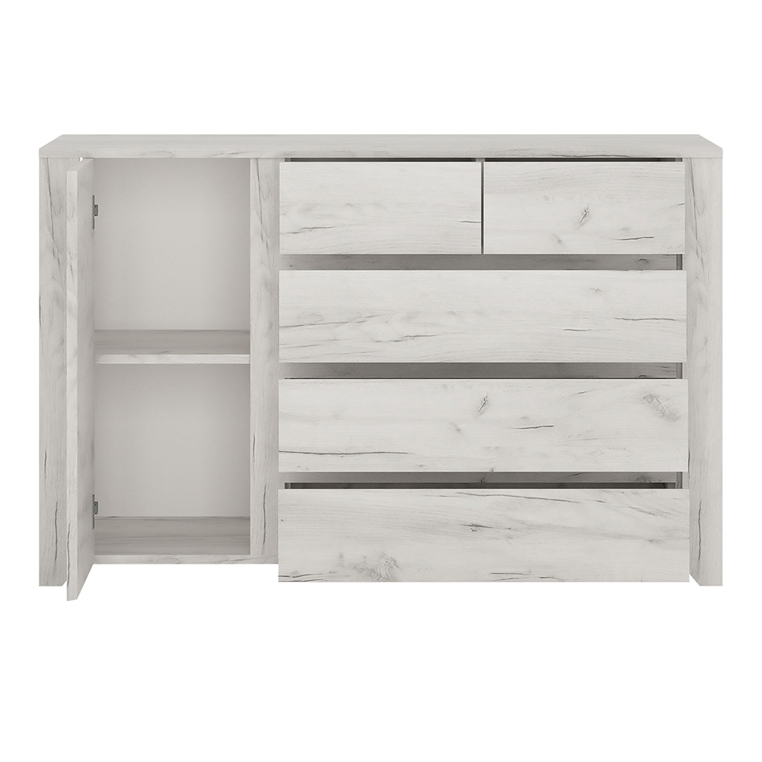 Wooden Sideboard With 1 Door And 5 Drawers - Angel