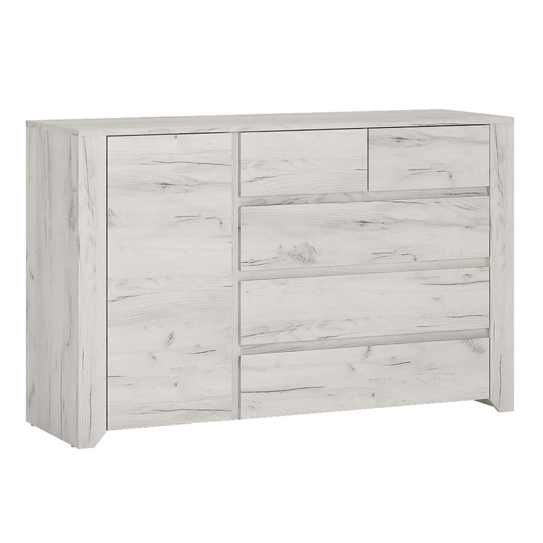 Wooden Sideboard With 1 Door And 5 Drawers - Angel