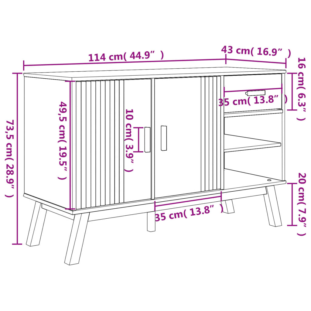 Wooden Sideboard With 2 Doors And 1 Drawer - Olden