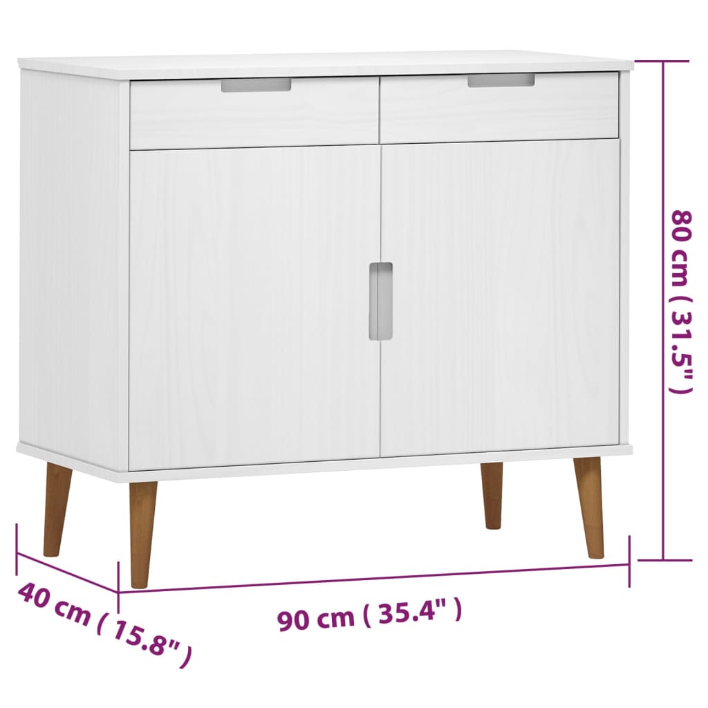 Wooden Sideboard With 2 Doors And 2 Drawers - Molde