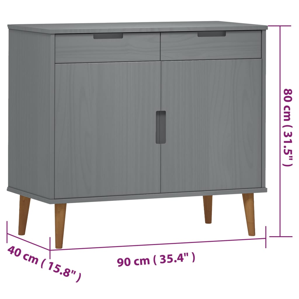 Wooden Sideboard With 2 Doors And 2 Drawers - Molde