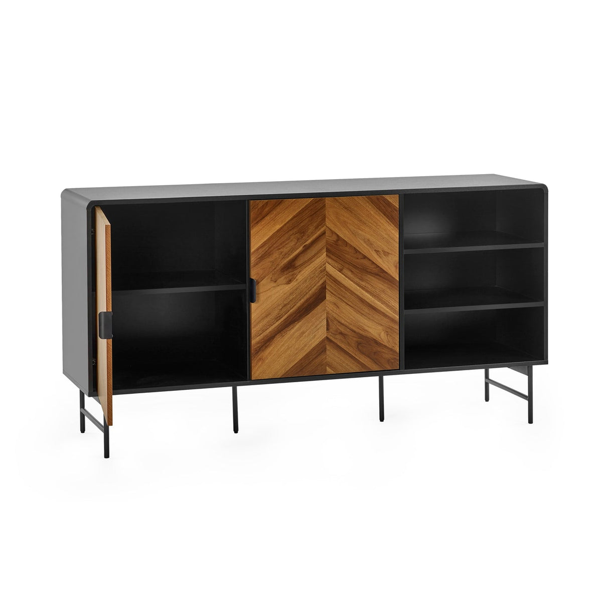 Wooden Sideboard With 2 Doors And 2 Shelves - Alvin