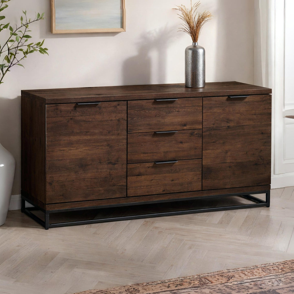 Wooden Sideboard With 2 Doors And 3 Drawers - Brooklyn