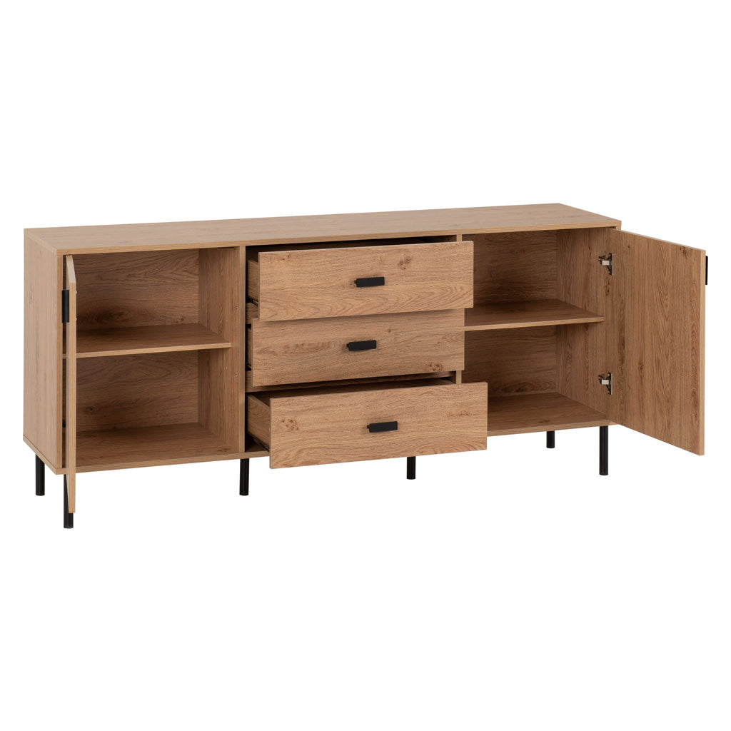 Wooden Sideboard With 2 Doors And 3 Drawers - Leon