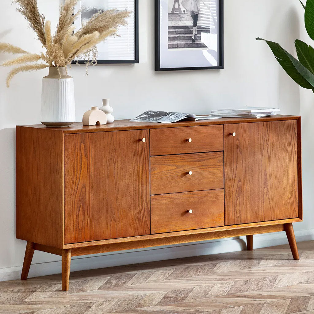 Wooden Sideboard With 2 Doors And 3 Drawers - Lowry