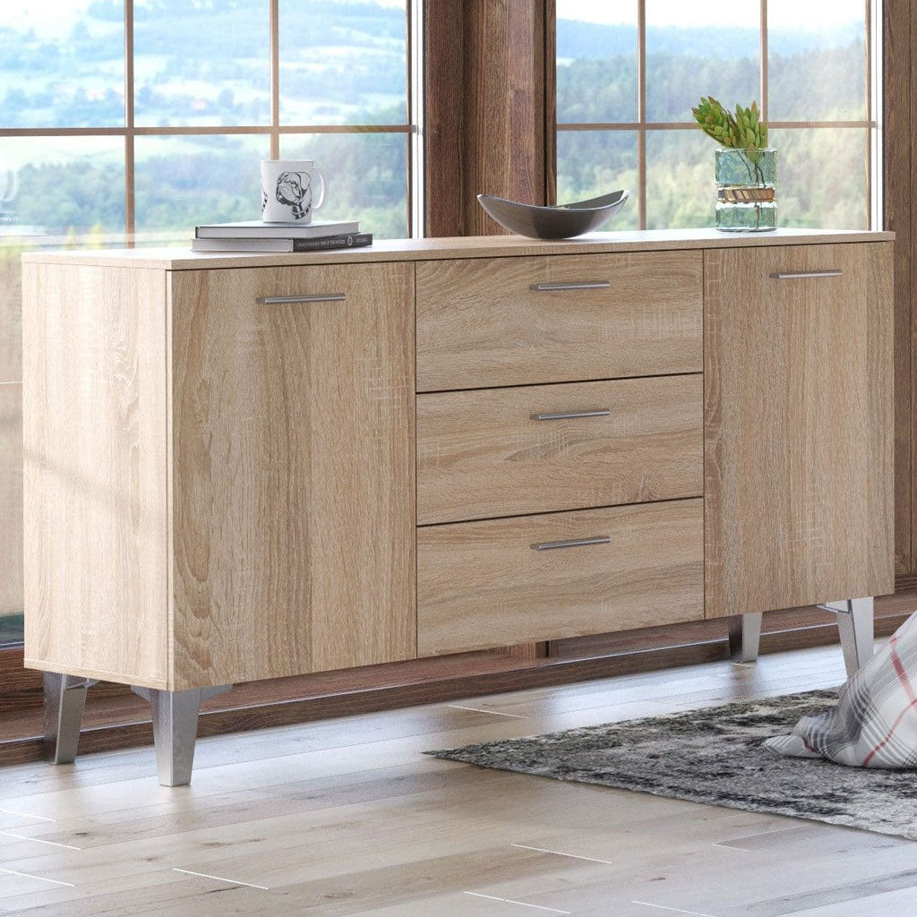 Wooden Sideboard With 2 Doors And 3 Drawers - Salina