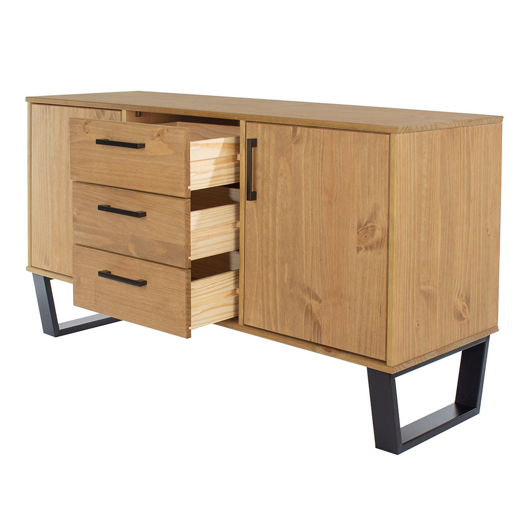 Wooden Sideboard With 2 Doors And 3 Drawers - Texas