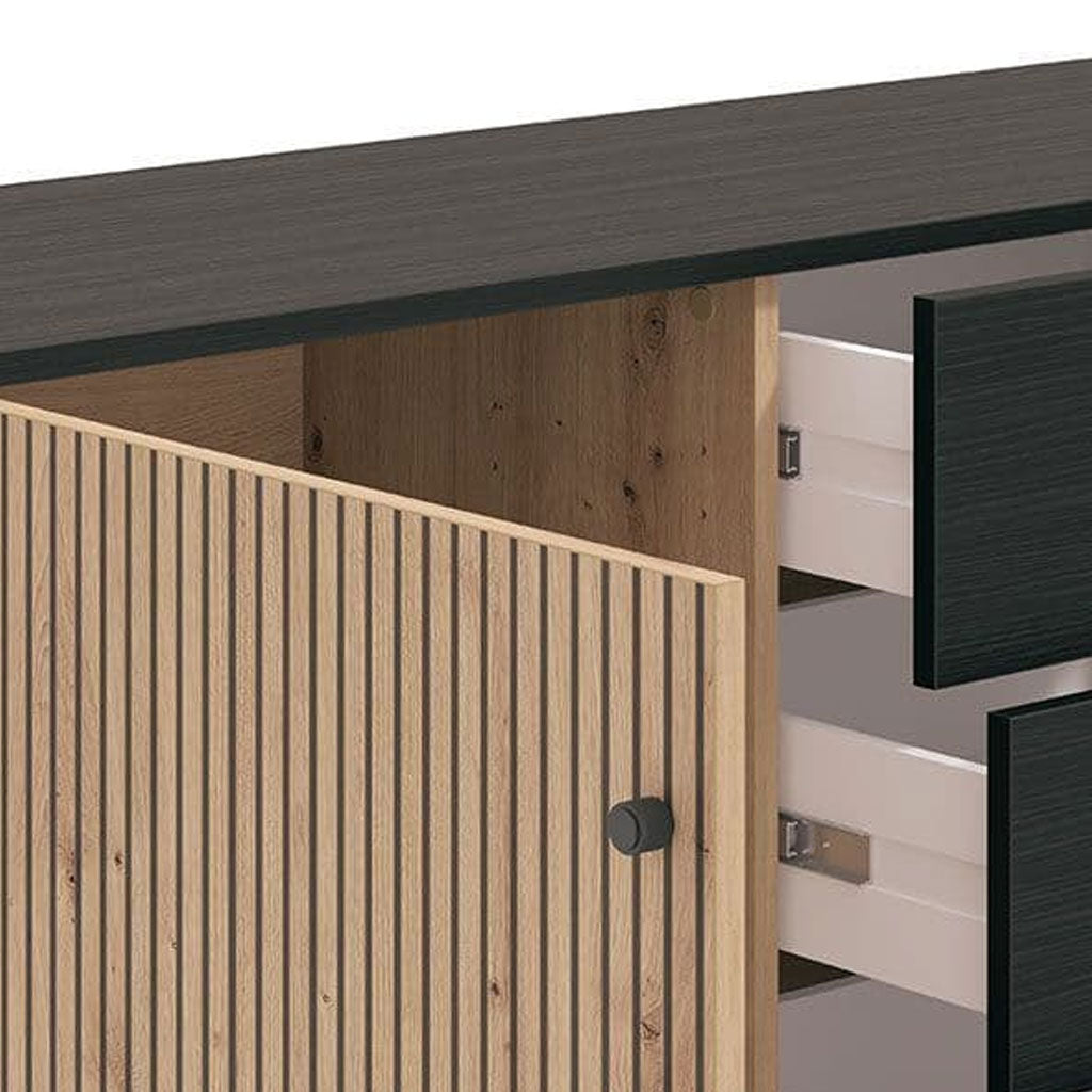 Wooden Sideboard With 2 Doors And 4 Drawers - Clinton