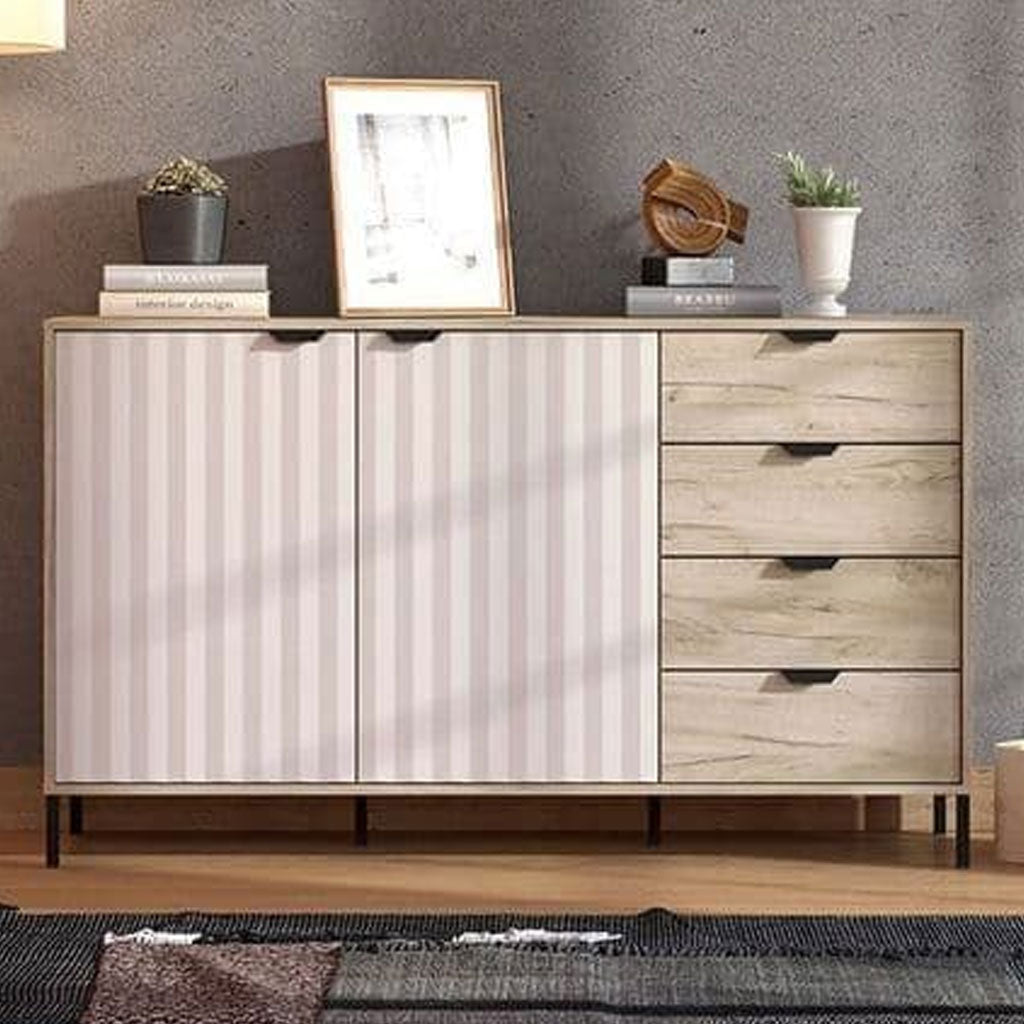 Wooden Sideboard With 2 Doors And 4 Drawers - Evanston