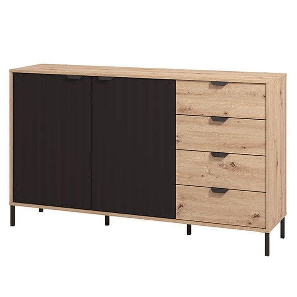 Wooden Sideboard With 2 Doors And 4 Drawers - Velamina