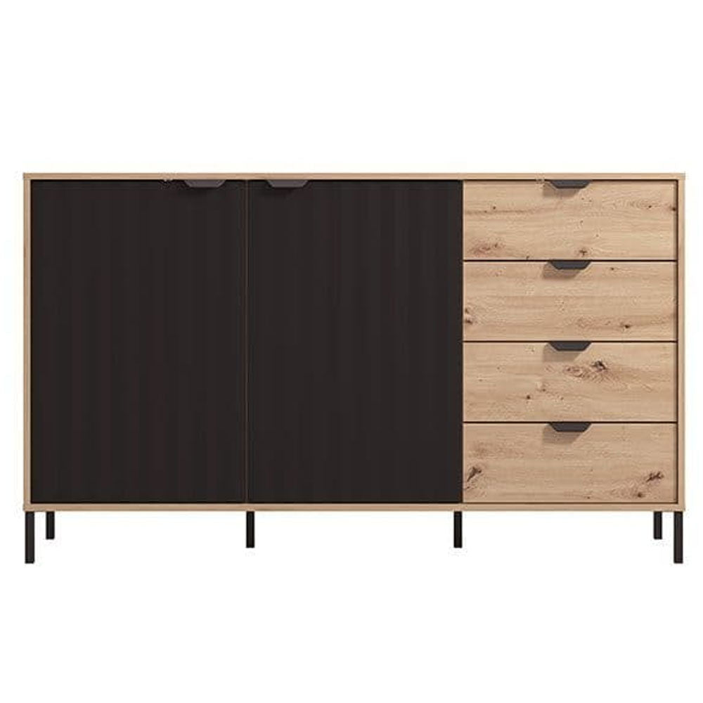 Wooden Sideboard With 2 Doors And 4 Drawers - Velamina