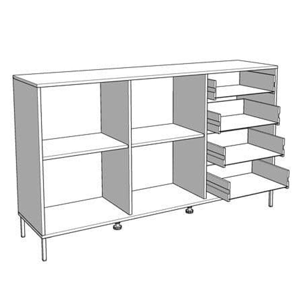 Wooden Sideboard With 2 Doors And 4 Drawers - Velamina