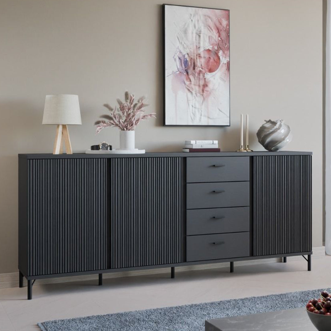 Wooden Sideboard With 3 Doors And 4 Drawers - Lusaka