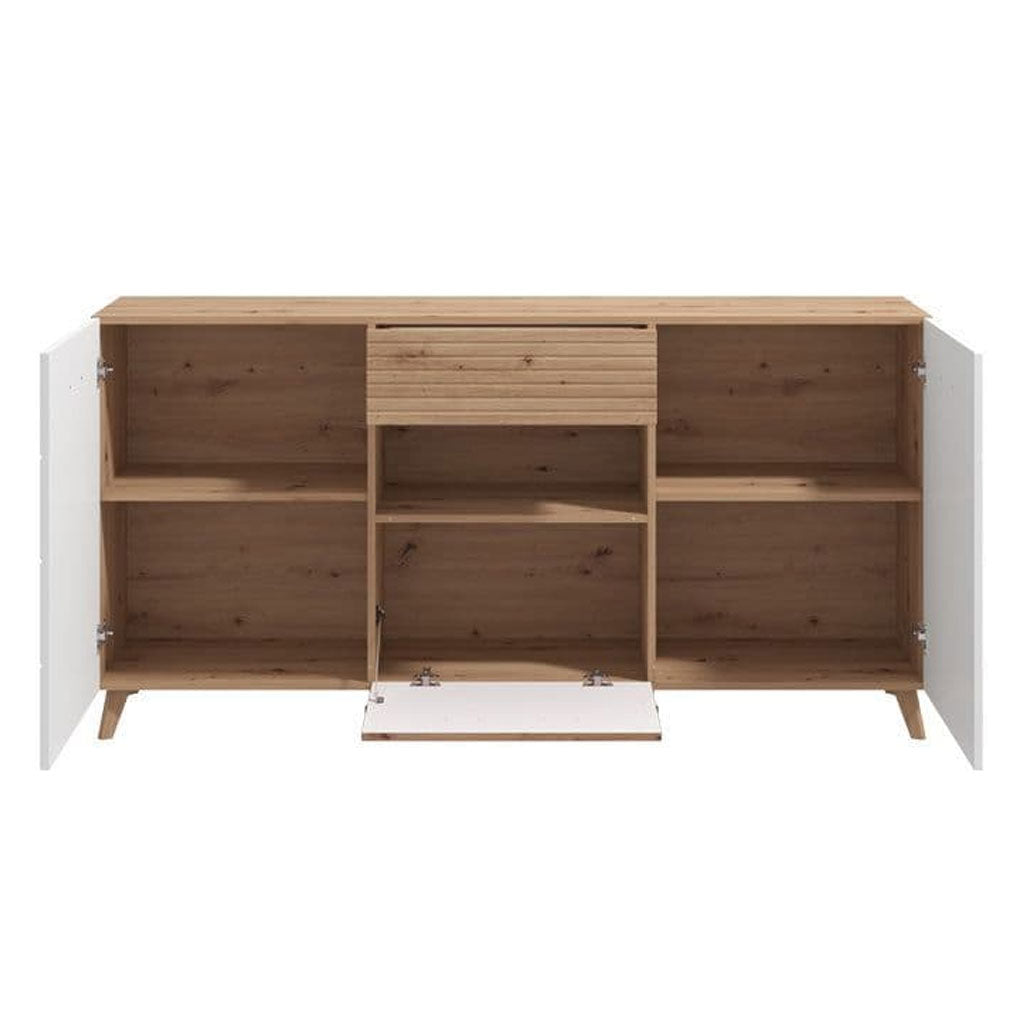 Wooden Sideboard With 3 Doors And 1 Drawer - Breccia