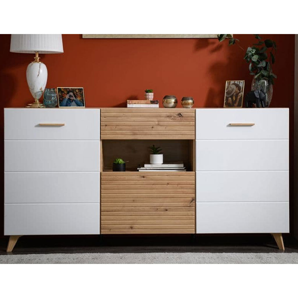 Wooden Sideboard With 3 Doors And 1 Drawer - Breccia