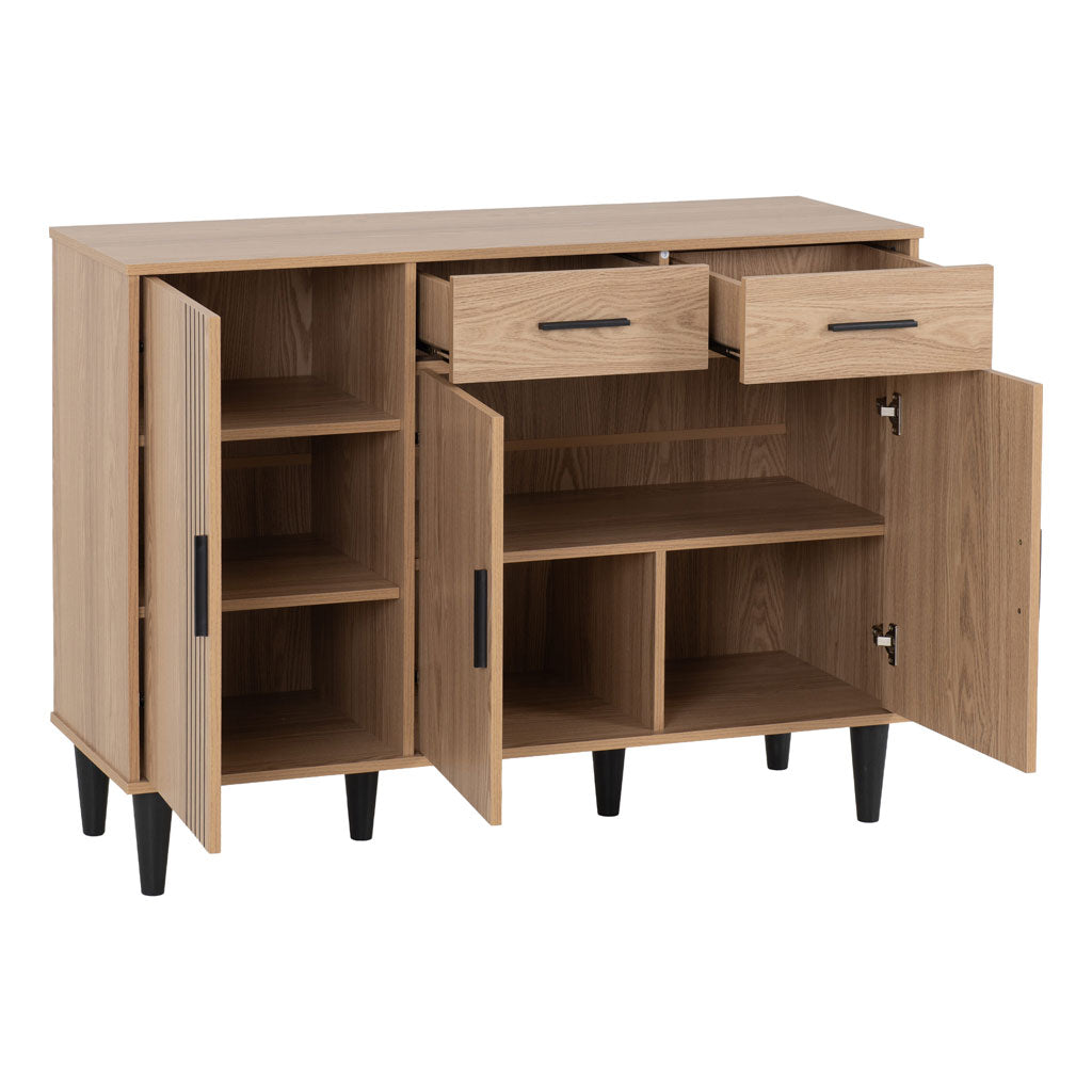 Wooden Sideboard With 3 Doors And 2 Drawers - Tessa