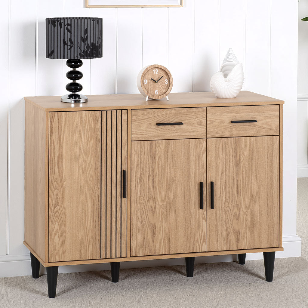 Wooden Sideboard With 3 Doors And 2 Drawers - Tessa