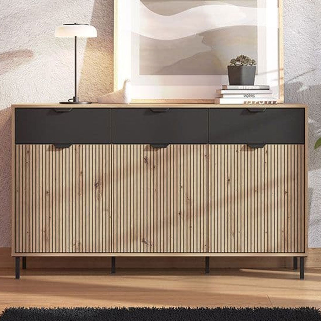 Wooden Sideboard With 3 Doors And 3 Drawers - Martin