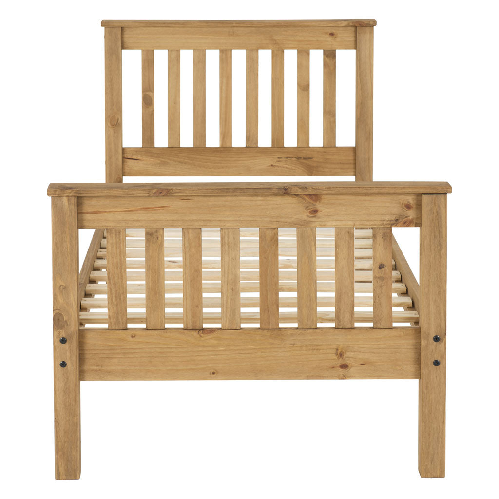 Wooden Single Bed High Foot End - Monaco