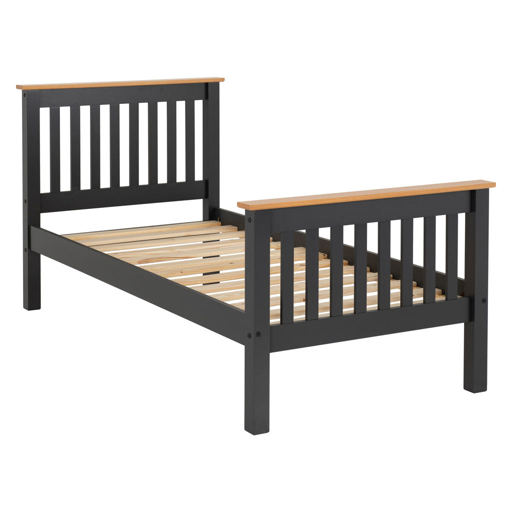 Wooden Single Bed High Foot End - Monaco