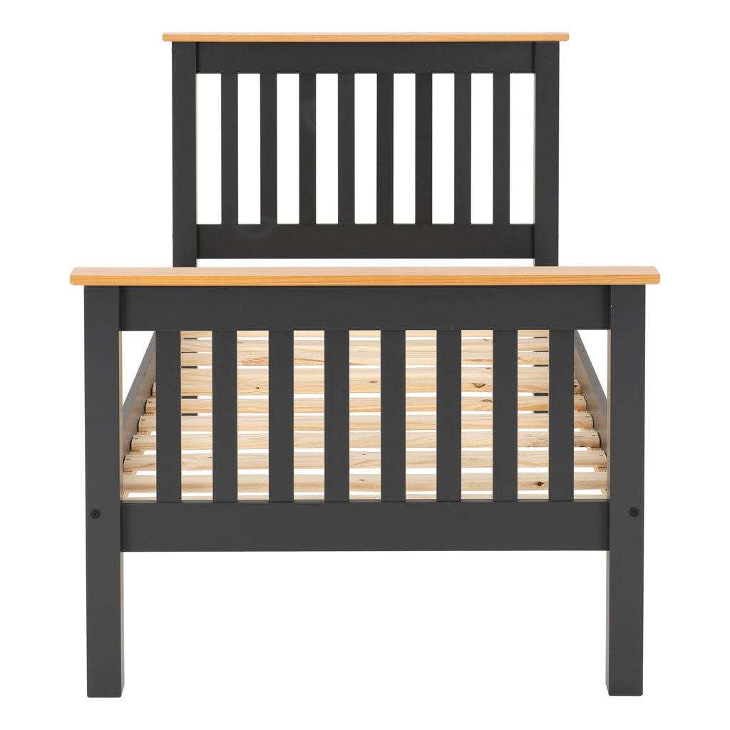 Wooden Single Bed High Foot End - Monaco