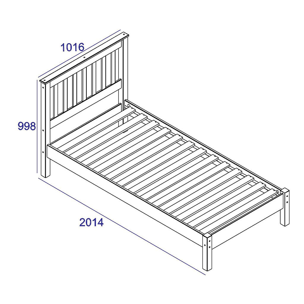 Wooden Single Bed Low End - Augusta