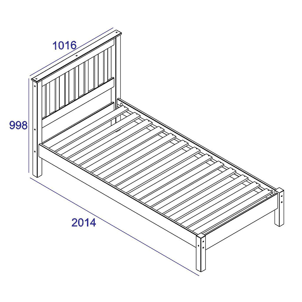 Wooden Single Bed Low End - Texas