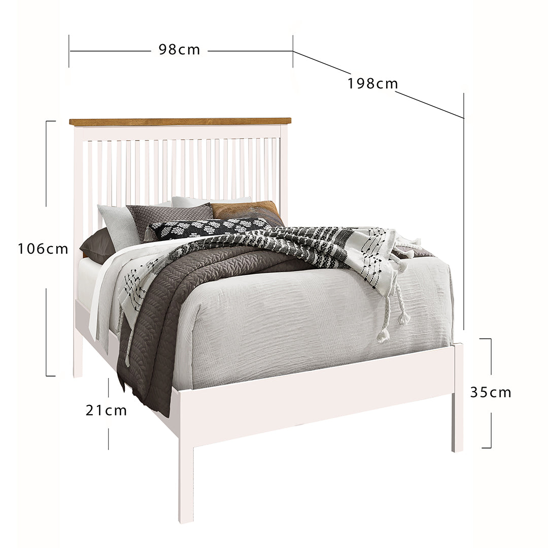 Wooden Single Bed With Sprung Slatted Base - Ascot
