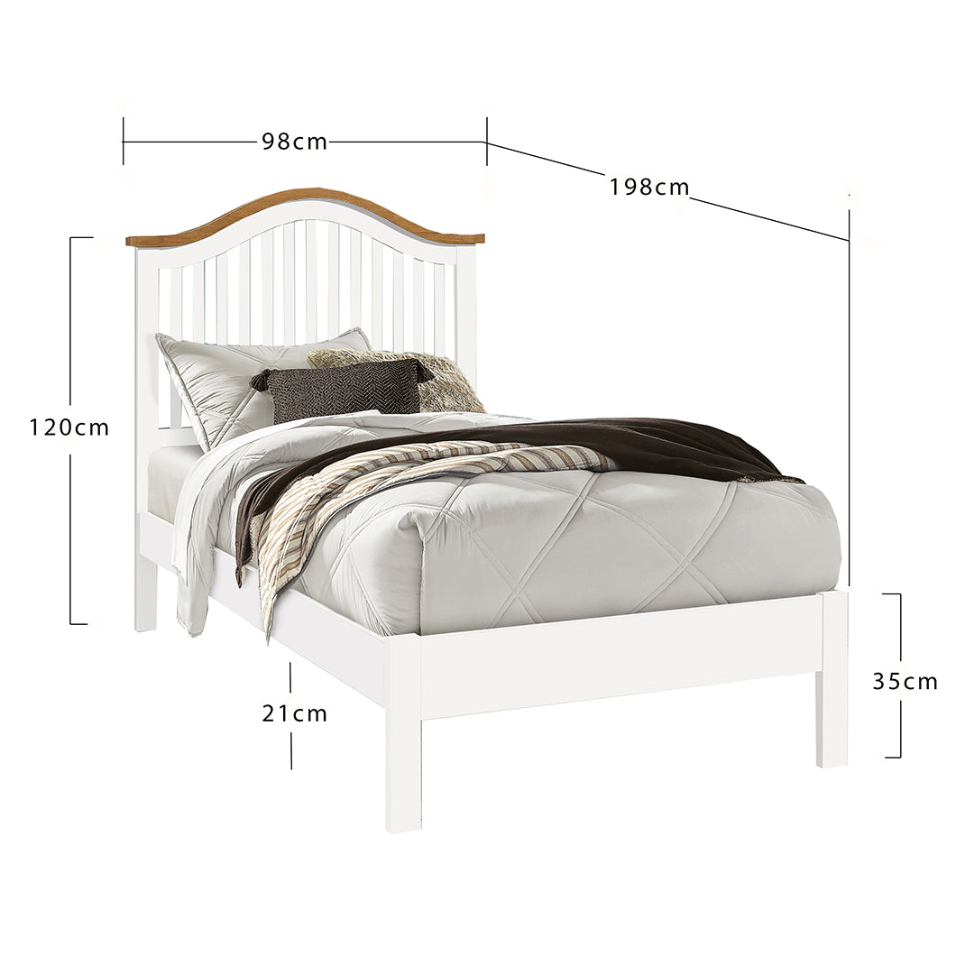 Wooden Single Bed With Sprung Slatted Base - Chester
