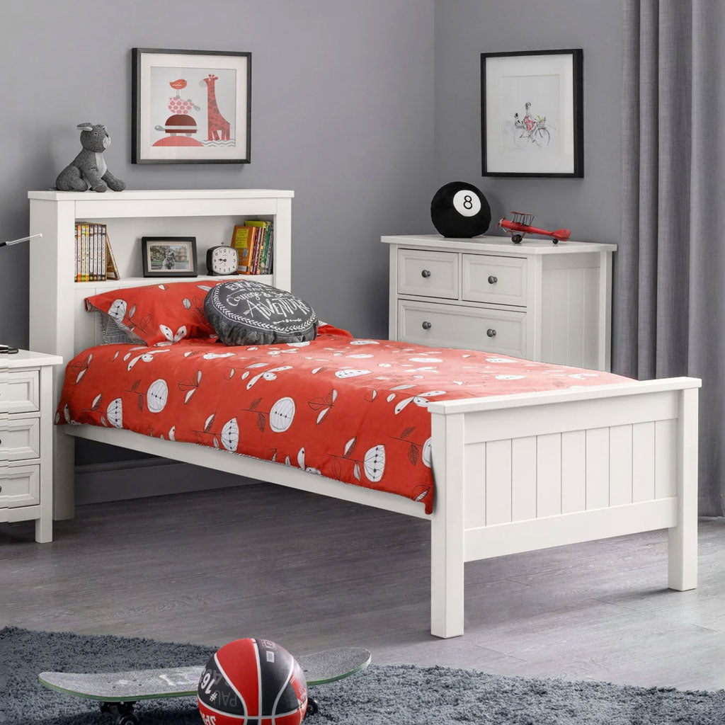 Wooden Single Bed With Bookcase - Maine